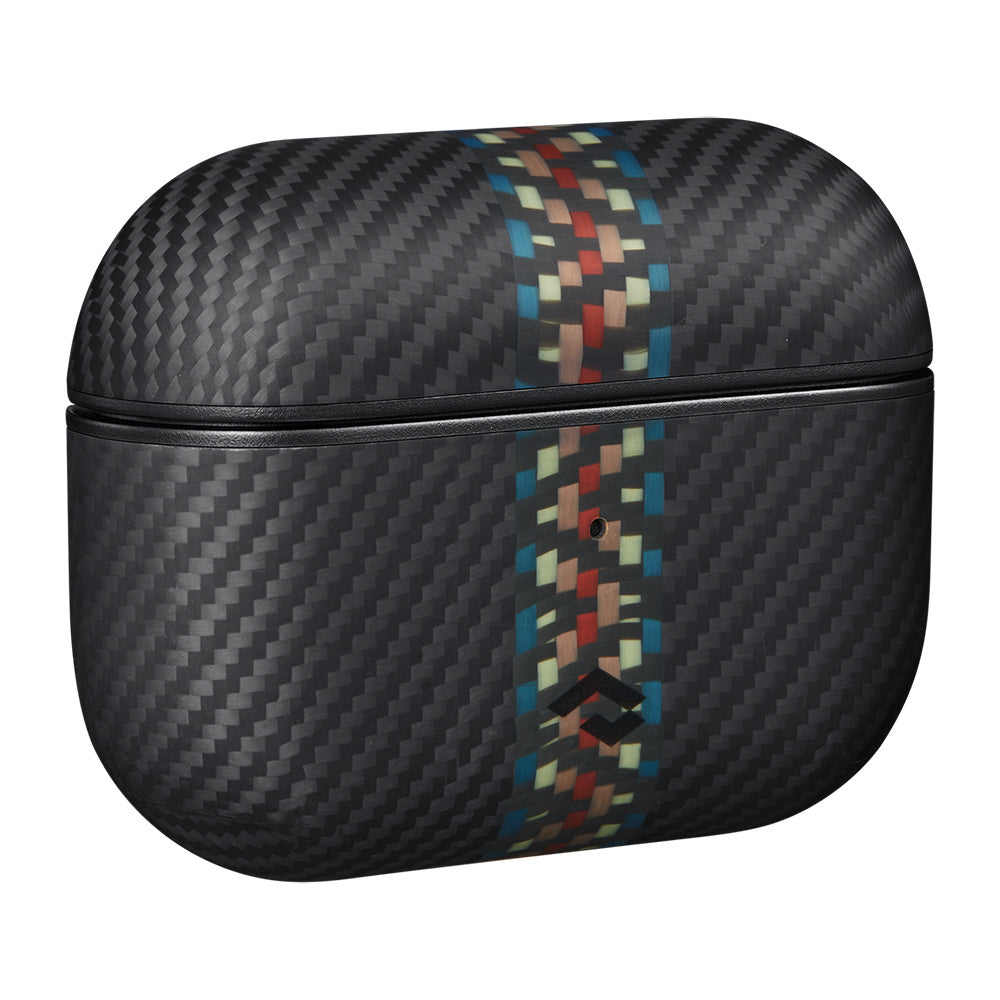 Apple Airpods Pro 2 Kılıf M-safe Şarj Özellikli 600D Aramid Fiber Pitaka Orchestra Serisi Rhapsody Kılıf Siyah-Mavi