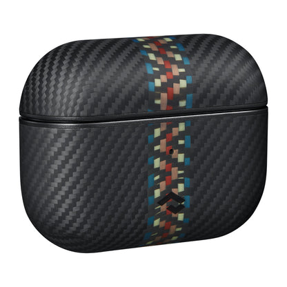 Apple Airpods Pro 2 Kılıf M-safe Şarj Özellikli 600D Aramid Fiber Pitaka Orchestra Serisi Rhapsody Kılıf Siyah-Mavi