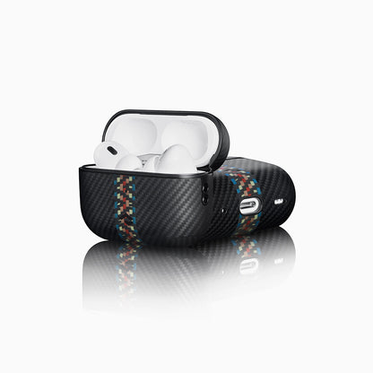 Apple Airpods Pro 2 Kılıf M-safe Şarj Özellikli 600D Aramid Fiber Pitaka Orchestra Serisi Rhapsody Kılıf Siyah-Mavi