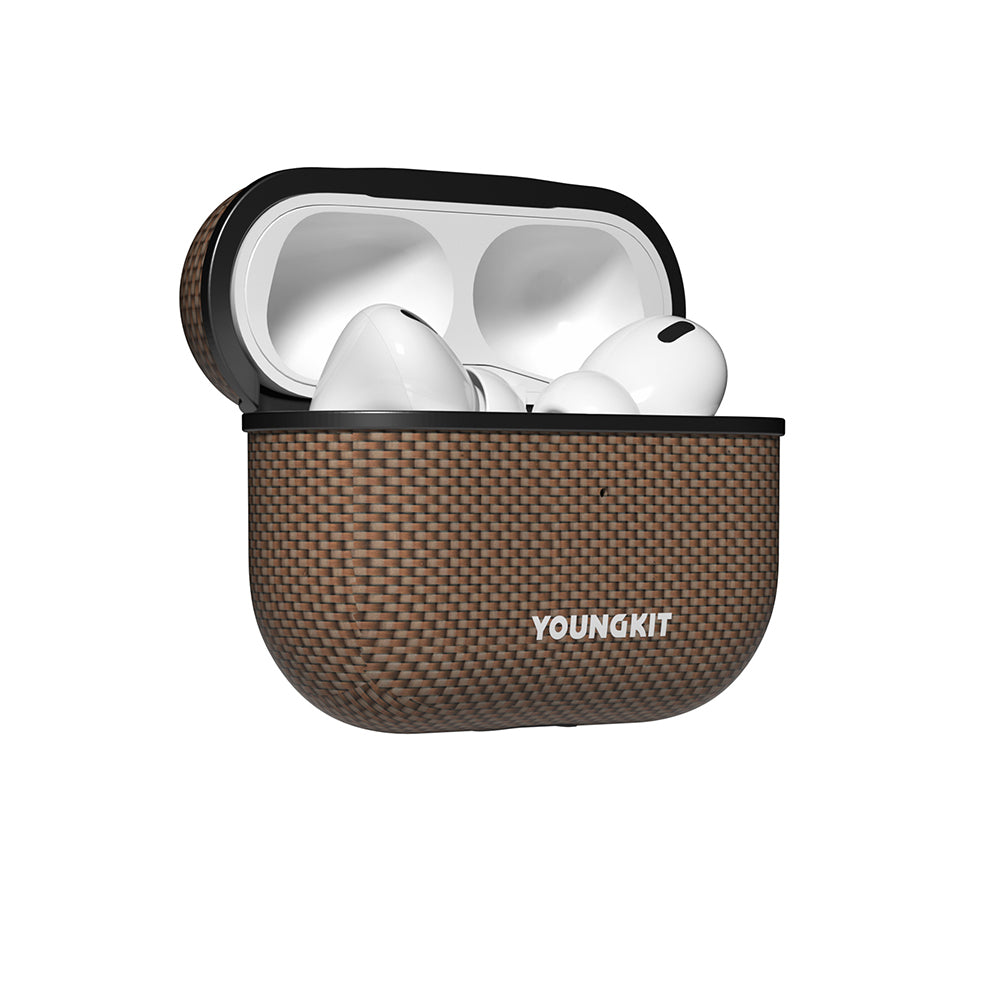 Apple Airpods Pro 2 Kılıf M-safe Şarj Özellikli Aramid Fiber Youngkit 1500D Kevlar Extreme Wing Serisi Kapak Siyah