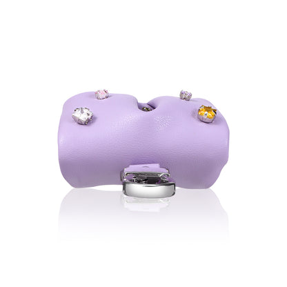 Apple Airpods Pro 2 Kılıf PU Deri Çanta Tasarımlı Taşlı Pynana Sugar Cube Serisi Kapak Pembe