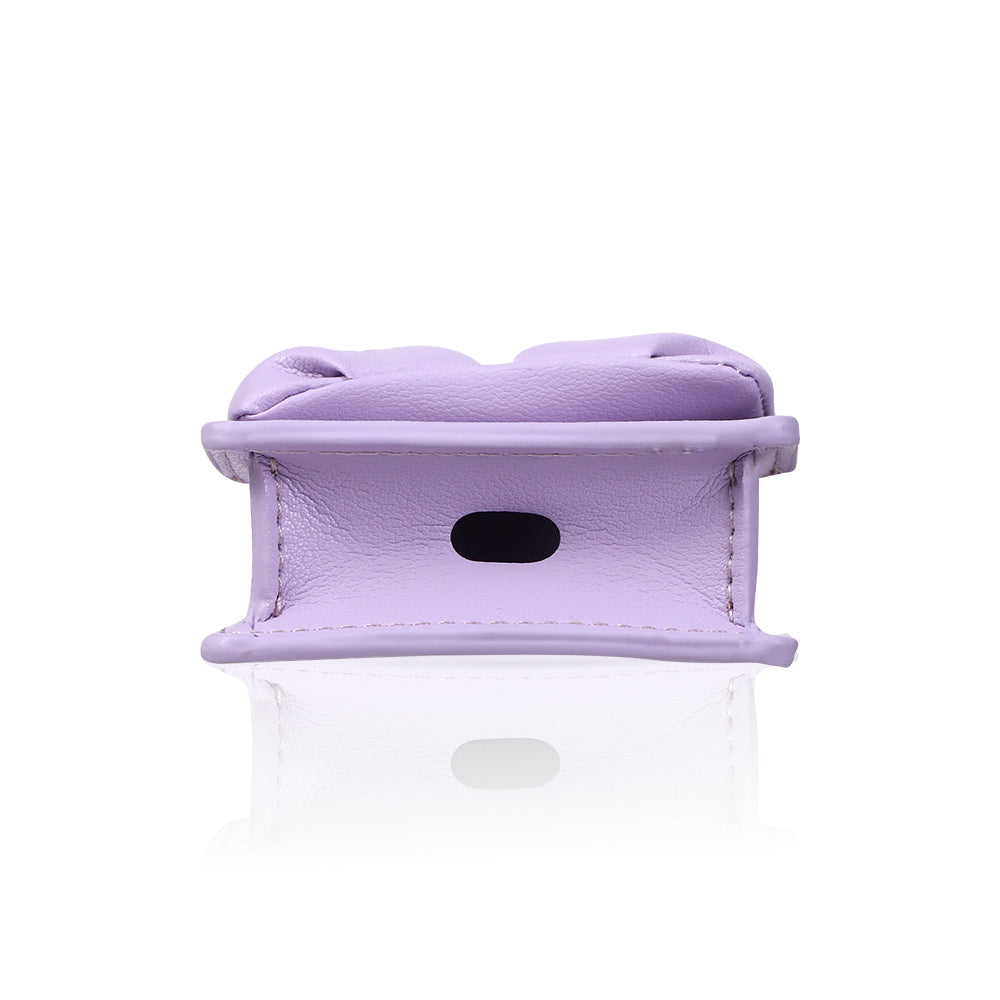 Apple Airpods Pro 2 Kılıf PU Deri Çanta Tasarımlı Taşlı Pynana Sugar Cube Serisi Kapak Pembe