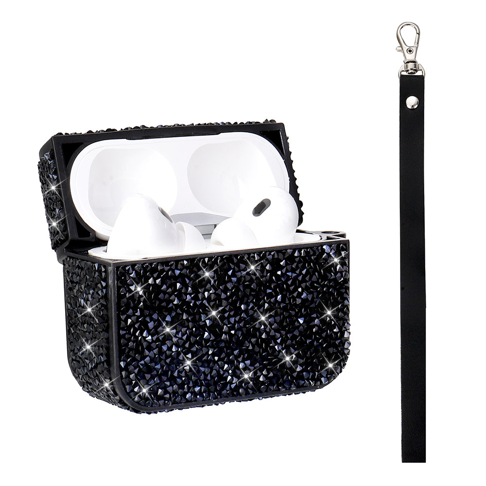 Apple Airpods Pro 2 Zore Airbag 45 Bilek Askı Aparatlı Simli Şeffaf Kılıf Siyah