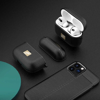 Apple Airpods Pro Kılıf Deri Görünümlü Askı Aparatlı Wlons Kılıf Siyah
