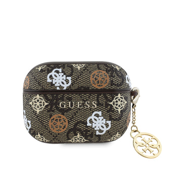 Apple Airpods Pro Kılıf Guess Orjinal Lisanslı 4G Desenli Yazı Logolu Peony Kapak Kahverengi