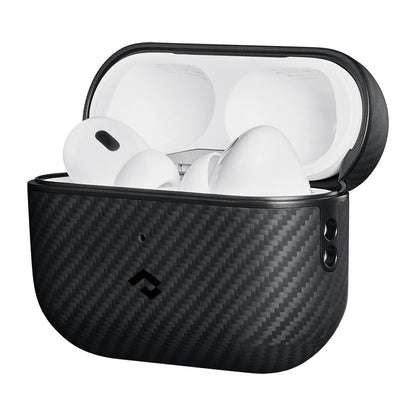 Apple Airpods Pro Kılıf M-safe Şarj Özellikli 600D Aramid Fiber Pitaka Classic Serisi Black-Grey Twill Kılıf Siyah-Gri