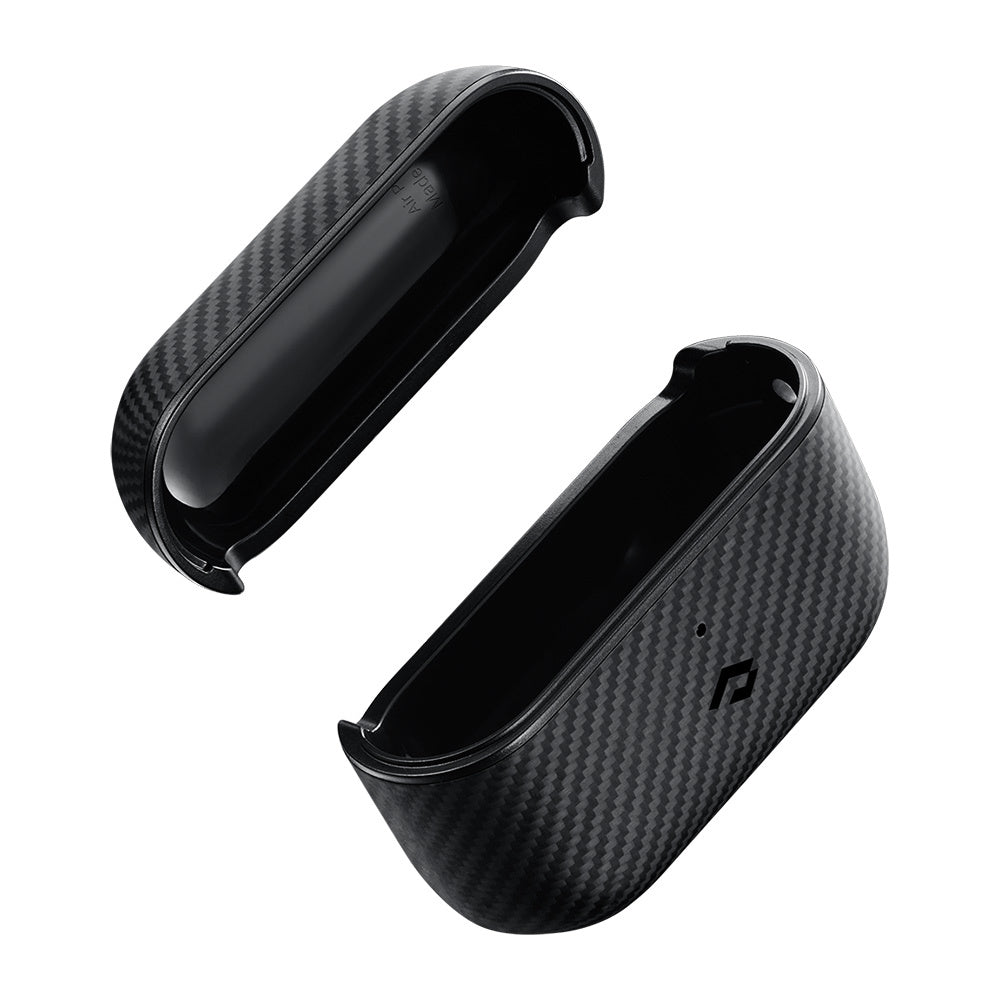 Apple Airpods Pro Kılıf M-safe Şarj Özellikli 600D Aramid Fiber Pitaka Classic Serisi Black-Grey Twill Kılıf Siyah-Gri