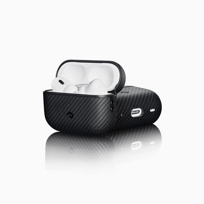 Apple Airpods Pro Kılıf M-safe Şarj Özellikli 600D Aramid Fiber Pitaka Classic Serisi Black-Grey Twill Kılıf Siyah-Gri