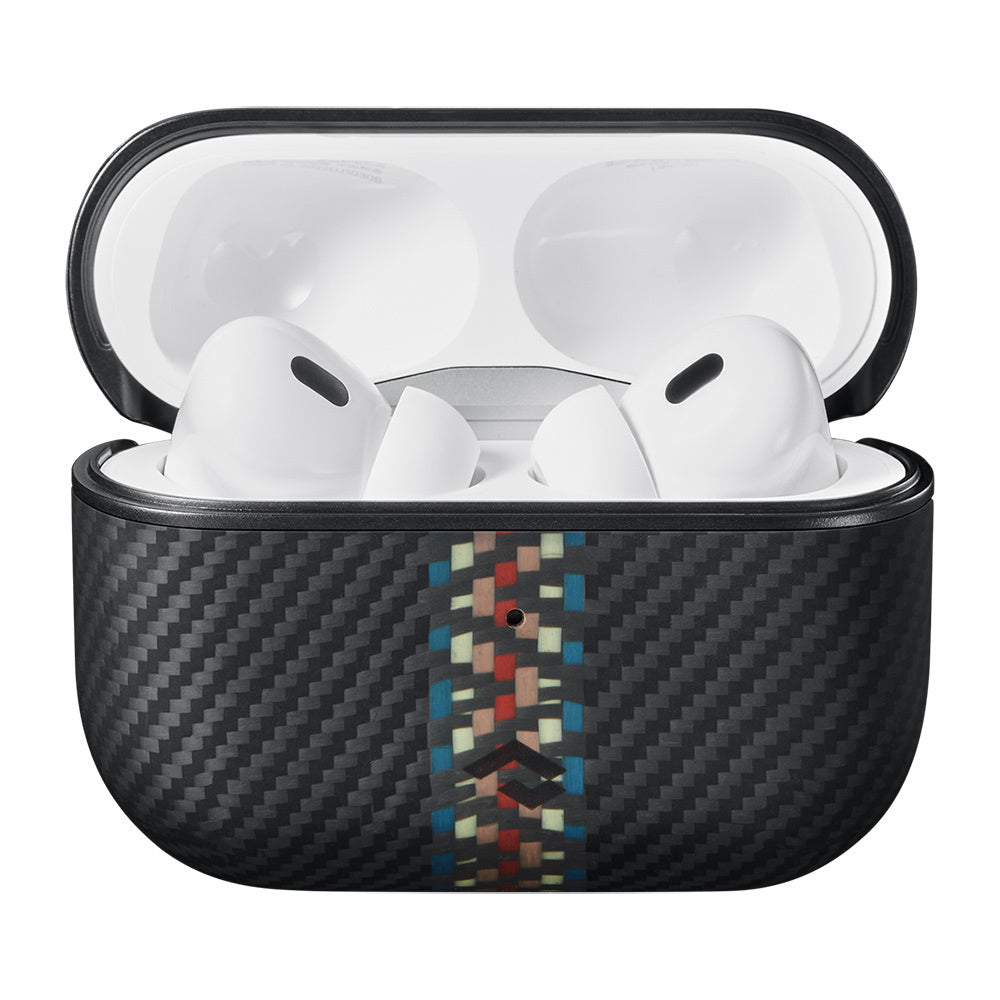 Apple Airpods Pro Kılıf M-safe Şarj Özellikli 600D Aramid Fiber Pitaka Orchestra Serisi Rhapsody Kılıf Siyah-Mavi
