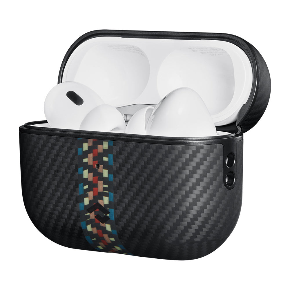 Apple Airpods Pro Kılıf M-safe Şarj Özellikli 600D Aramid Fiber Pitaka Orchestra Serisi Rhapsody Kılıf Siyah-Mavi