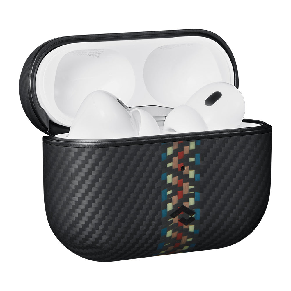 Apple Airpods Pro Kılıf M-safe Şarj Özellikli 600D Aramid Fiber Pitaka Orchestra Serisi Rhapsody Kılıf Siyah-Mavi