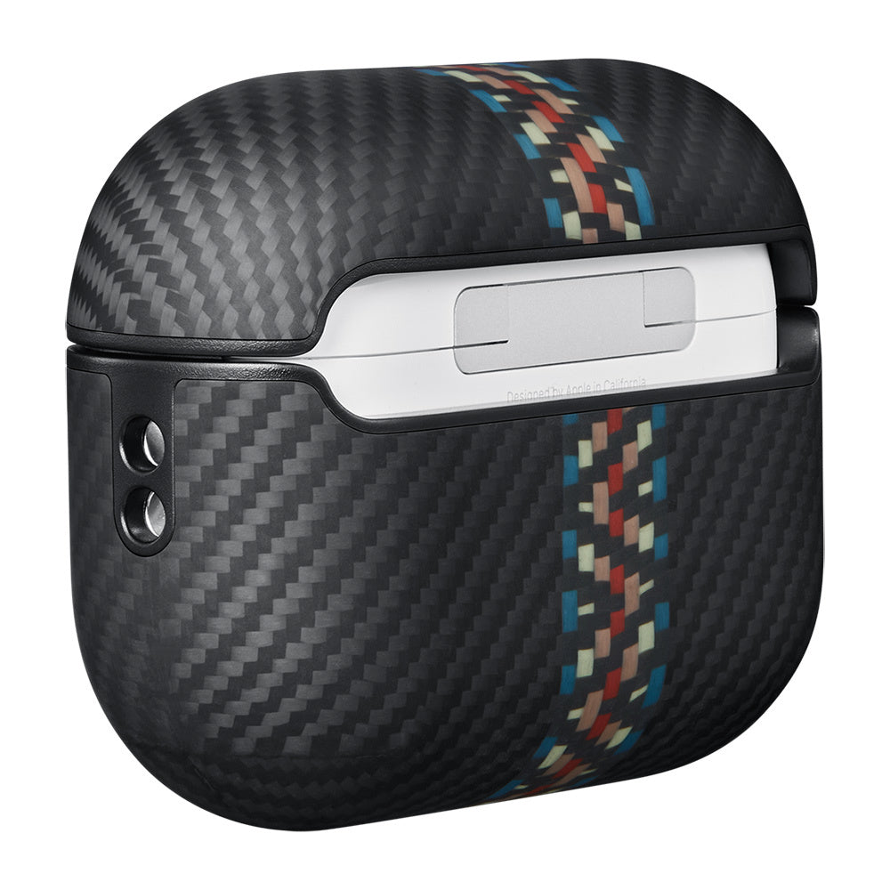 Apple Airpods Pro Kılıf M-safe Şarj Özellikli 600D Aramid Fiber Pitaka Orchestra Serisi Rhapsody Kılıf Siyah-Mavi