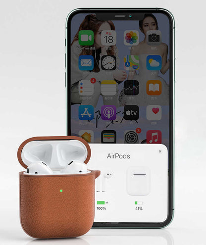 Apple Airpods Pro Kılıf Wiwu Calfskin Kılıf Kahverengi