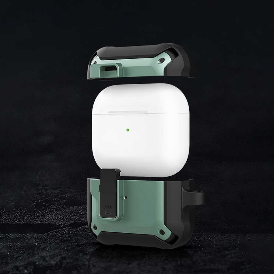 Apple Airpods Pro Kılıf Wiwu Mecha Kılıf Siyah-Yeşil