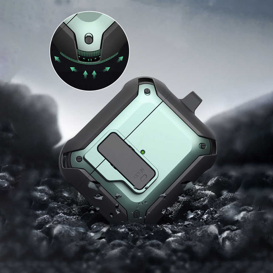 Apple Airpods Pro Kılıf Wiwu Mecha Kılıf Siyah-Yeşil