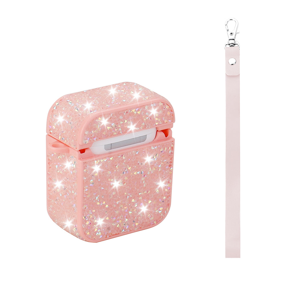 Apple Airpods Zore Airbag 45 Bilek Askı Aparatlı Simli Şeffaf Kılıf Pembe