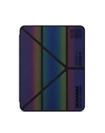 Apple iPad 10.2 2021 (9.Nesil) Kılıf SkinArma Holografik Tasarımlı Standlı Deri Görünümlü Kira Kobai Kapak Colorful
