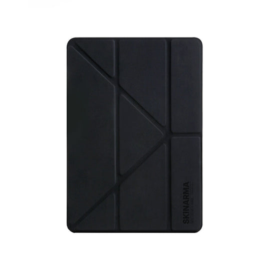 Apple iPad 10.2 2021 (9.Nesil) Kılıf SkinArma Sticker Tasarımlı Arkası Şeffaf Standlı Mageru Kılıf Siyah