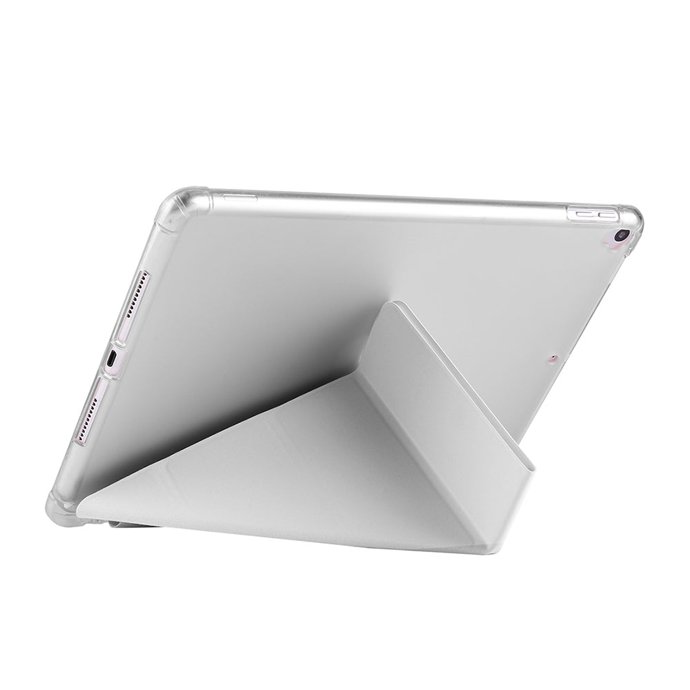 Apple iPad 10.2 (8.Nesil) Kılıf Zore Tri Folding Kalem Bölmeli Standlı Kılıf Gri
