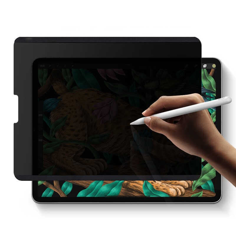 Apple iPad 10.2 (8.Nesil) Wiwu iPrivacy Magnetik Paper Like Hayalet Ekran Koruyucu Siyah