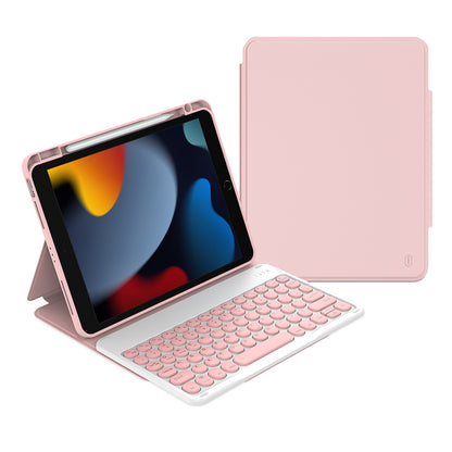 Apple iPad 10.2 (8.Nesil) Wiwu Protective Gizli Kalem Bölmeli Klavyeli Kılıf Pembe