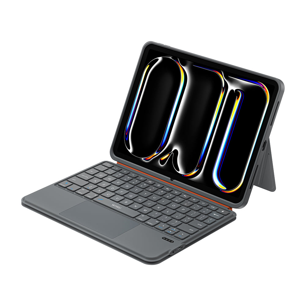 Apple iPad 10.9 2022 (10.Nesil) Wiwu MK-005 Combo 3in1 Kalem Bölmeli Klavyeli Standlı Kılıf