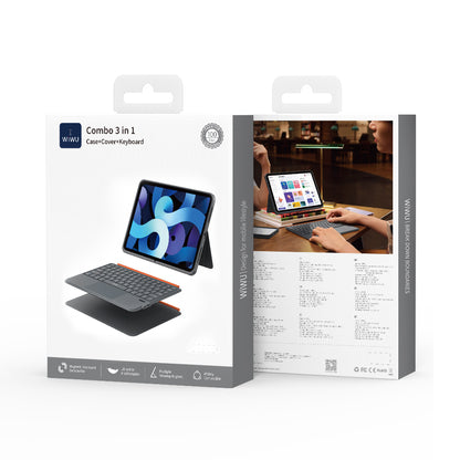 Apple iPad 10.9 2022 (10.Nesil) Wiwu MK-005 Combo 3in1 Kalem Bölmeli Klavyeli Standlı Kılıf