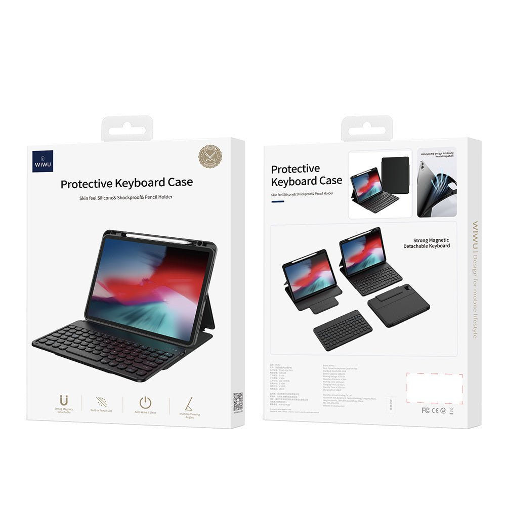 Apple iPad 10.9 2022 (10.Nesil) Wiwu Protective Gizli Kalem Bölmeli Klavyeli Kılıf Pembe