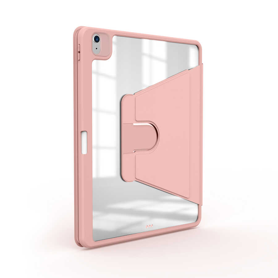 Apple iPad 11.Nesil 2025 Kılıf Zore Nayn Dönebilen Standlı Kılıf Pembe