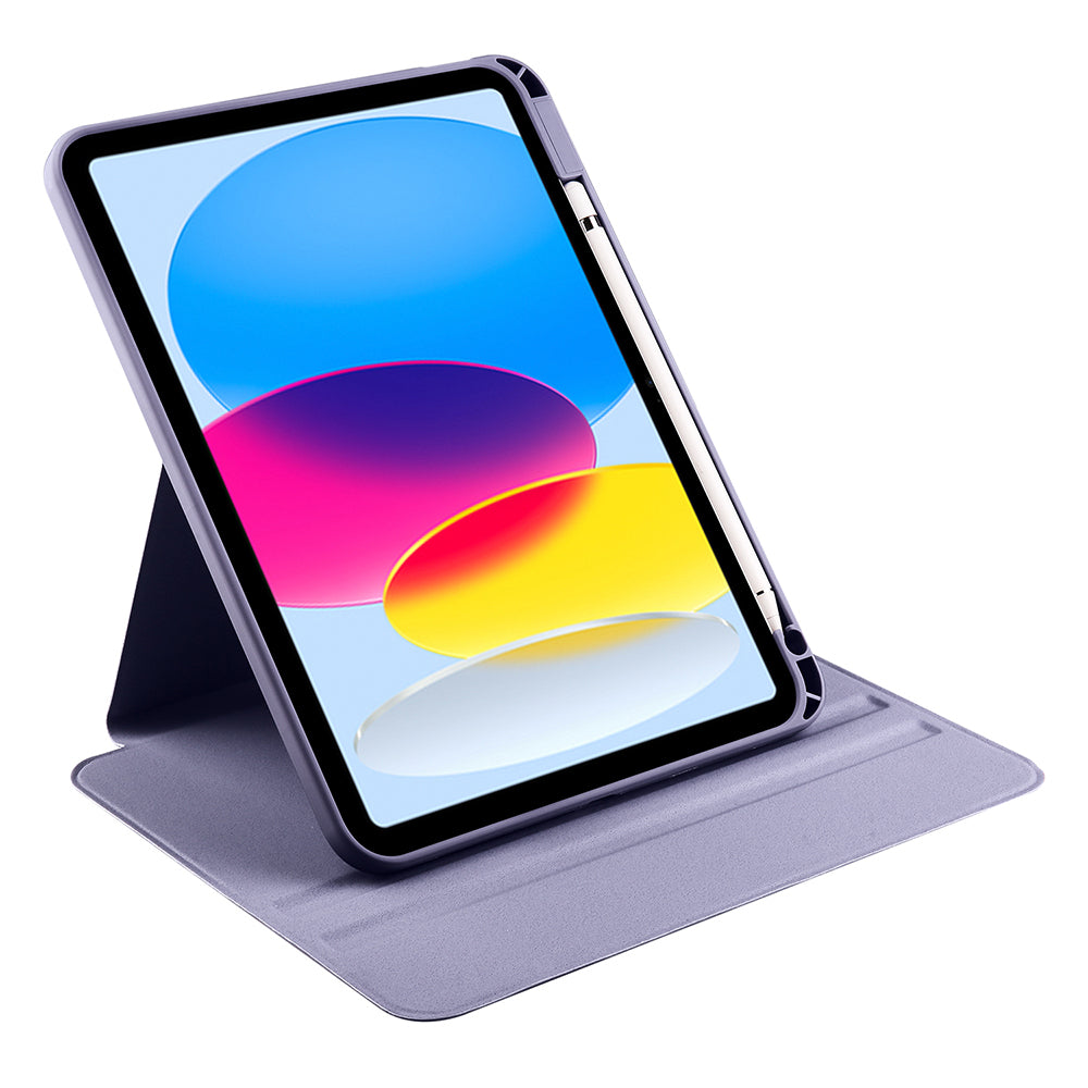 Apple iPad 11.Nesil 2025 Kılıf Zore Termik Kalem Bölmeli Dönebilen Standlı Kılıf Lavendery Gray