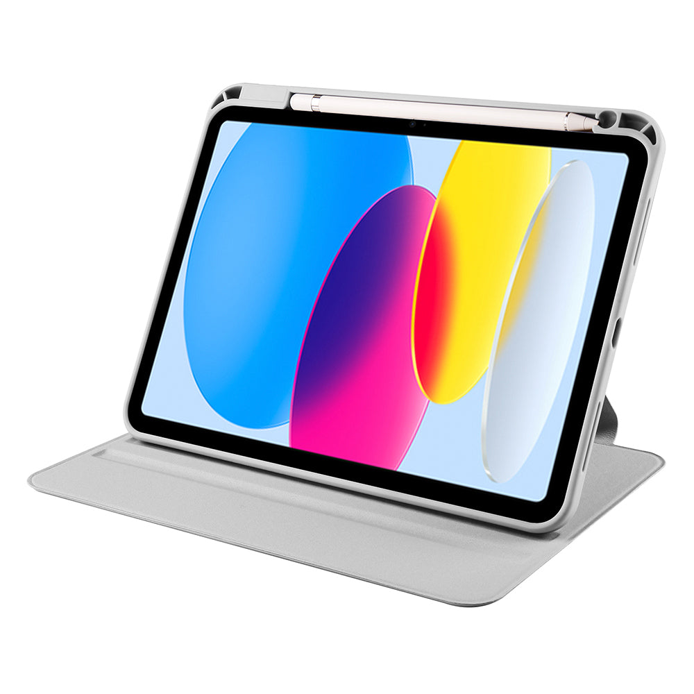 Apple iPad 11.Nesil 2025 Kılıf Zore Termik Kalem Bölmeli Dönebilen Standlı Kılıf Lavendery Gray