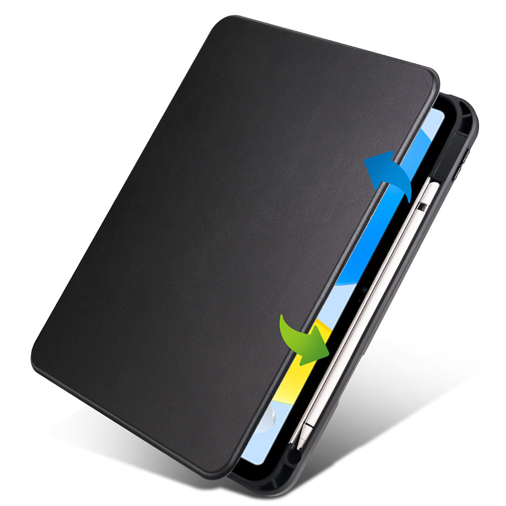 Apple iPad 11.Nesil 2025 Kılıf Zore Termik Kalem Bölmeli Dönebilen Standlı Kılıf Siyah