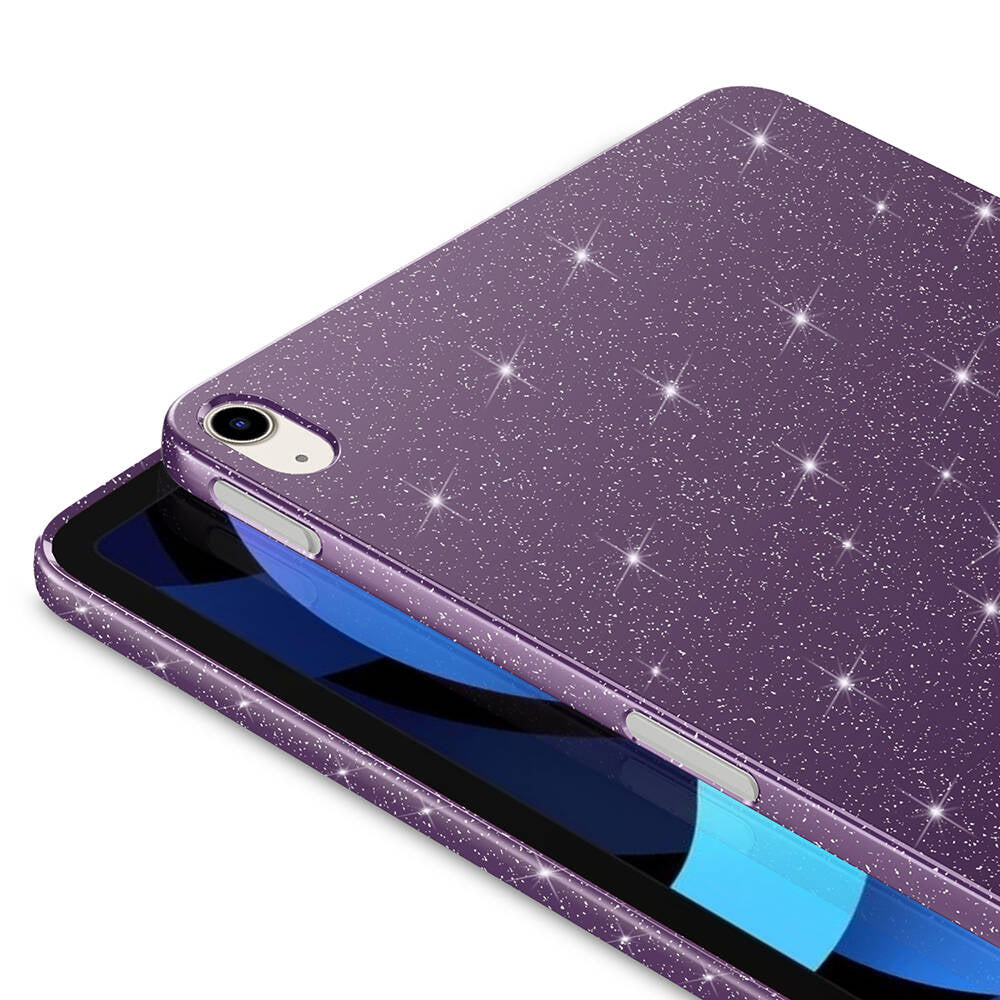 Apple iPad 11.Nesil 2025 Simli Parlak Görünümlü Zore Tablet Koton Kılıf Pembe Koyu