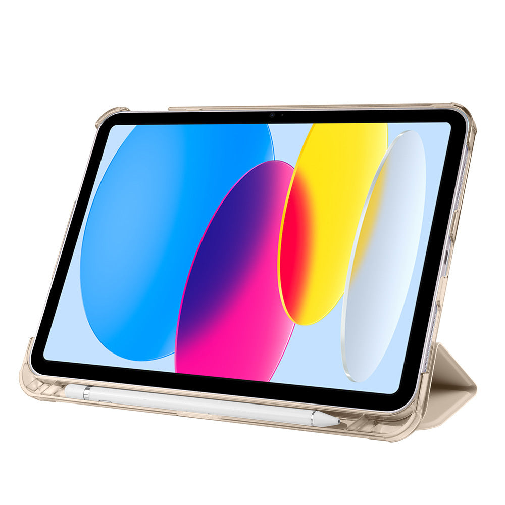 Apple iPad 11.Nesil 2025 Zore Smart Cover Kalem Bölmeli Standlı 1-1 Kılıf Gold