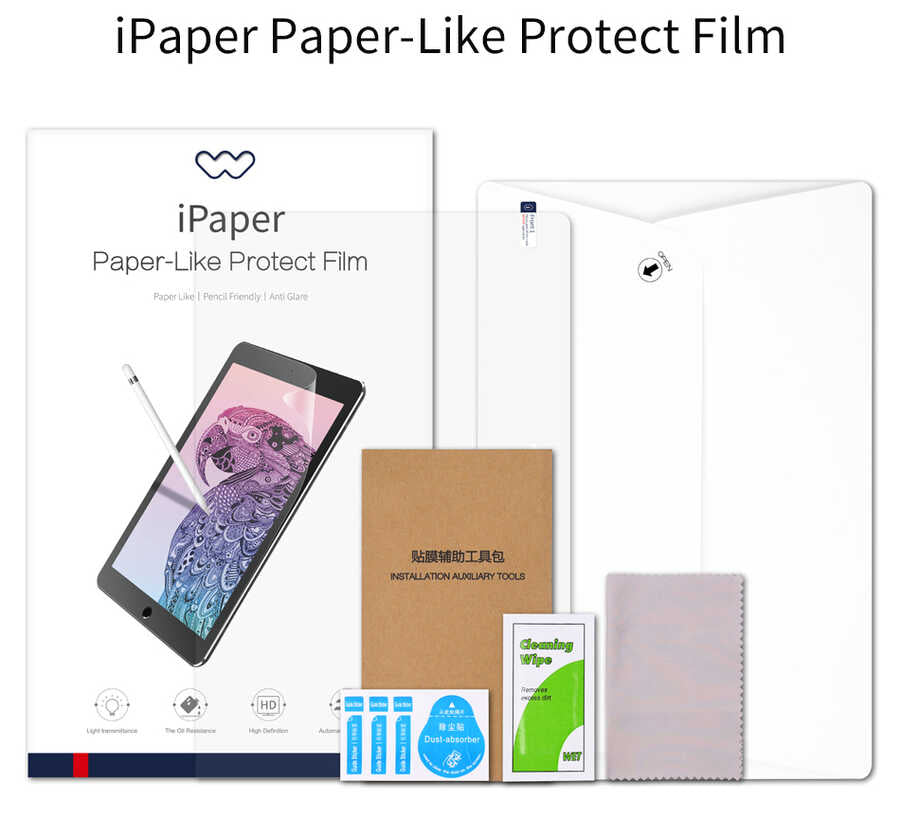 Apple iPad 5 Air Kağıt Hisli Wiwu iPaper Like Tablet Ekran Koruyucu Renksiz