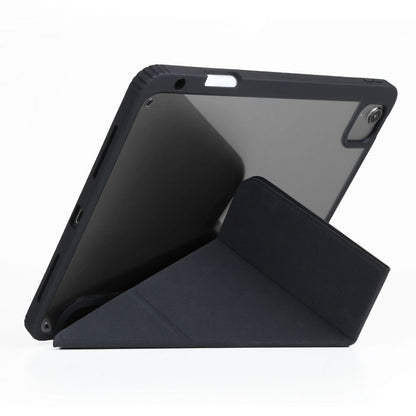 Apple iPad Air 10.9 2020 (4.Nesil) Kılıf SkinArma 360 Tam Koruma Airbagli Arkası Şeffaf Standlı Shingoki Kılıf Siyah