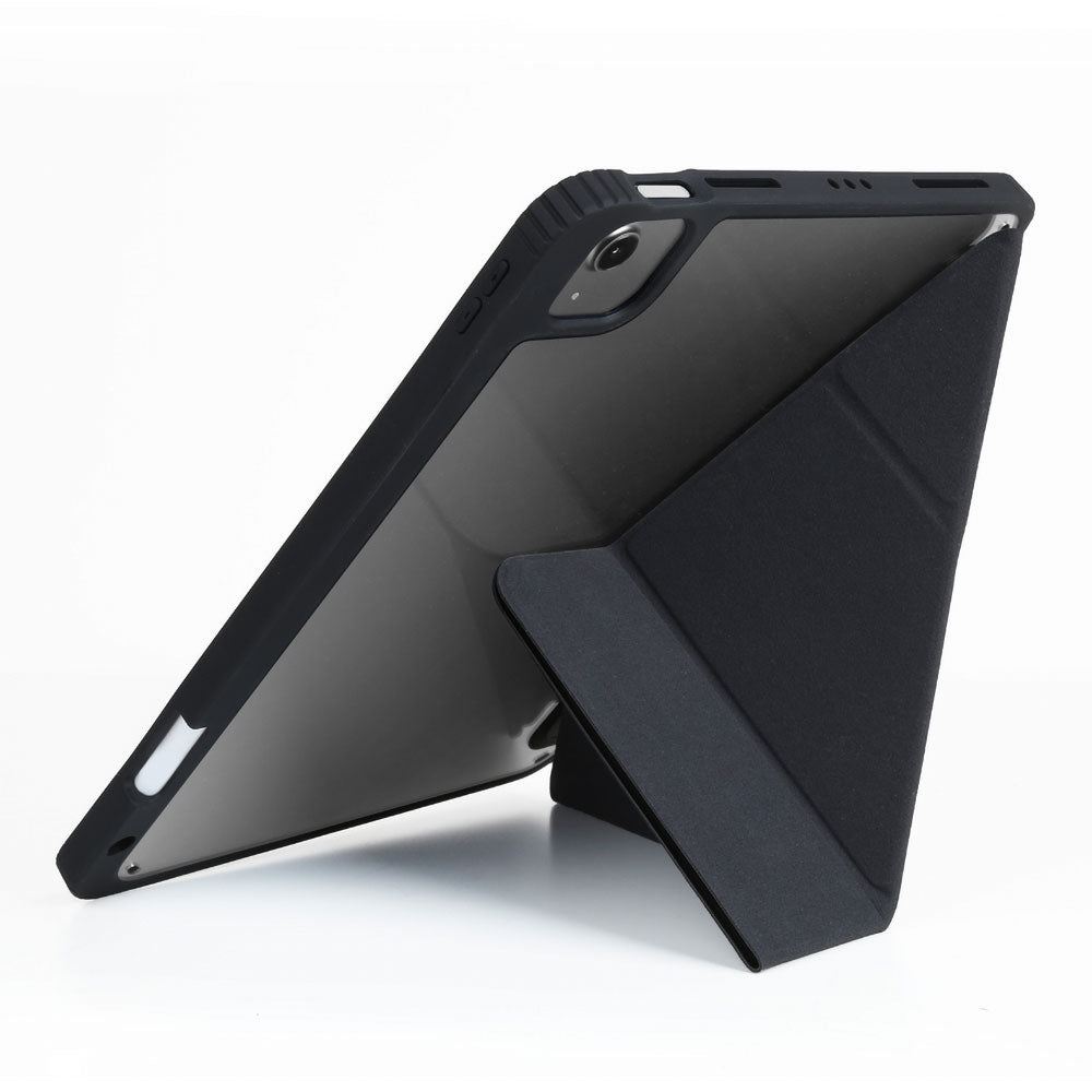 Apple iPad Air 10.9 2020 (4.Nesil) Kılıf SkinArma 360 Tam Koruma Airbagli Arkası Şeffaf Standlı Shingoki Kılıf Siyah