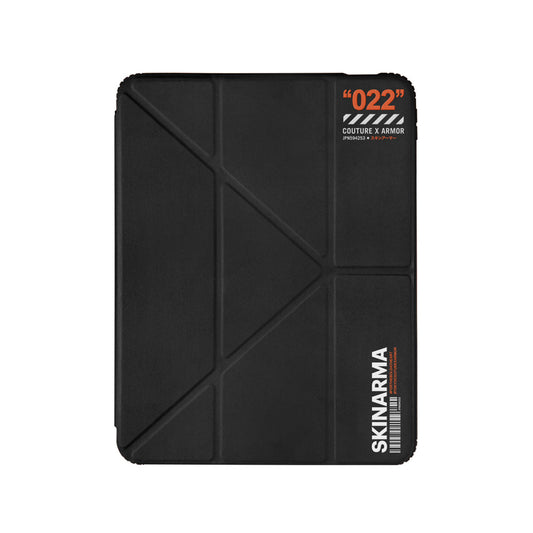 Apple iPad Air 10.9 2020 (4.Nesil) Kılıf SkinArma 360 Tam Koruma Airbagli Arkası Şeffaf Standlı Shingoki Kılıf Siyah