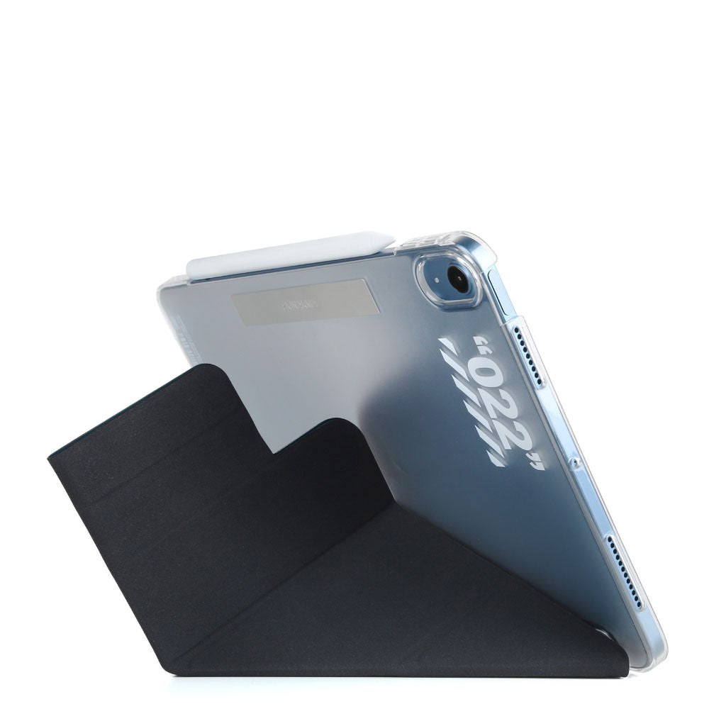 Apple iPad Air 10.9 2020 (4.Nesil) Kılıf SkinArma Kalemlikli Arkası Şeffaf Standlı Magnetik Taihi Sora Kılıf Mavi