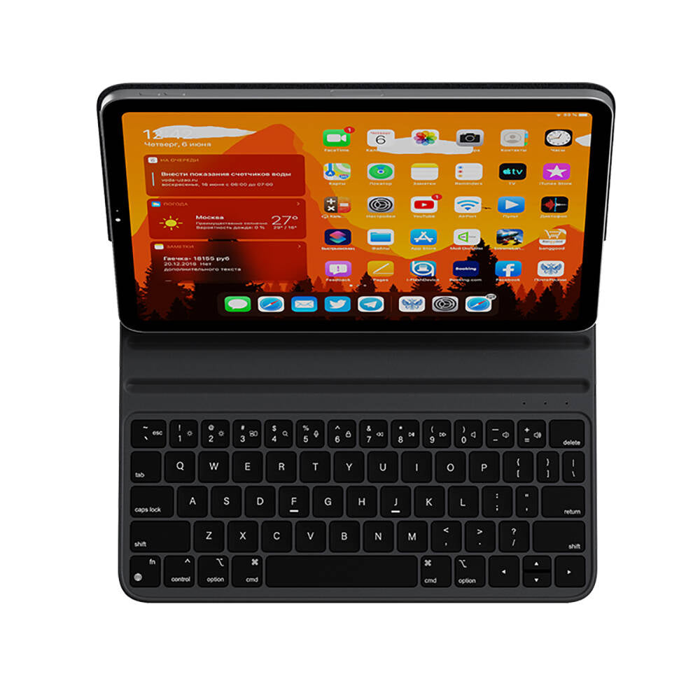 Apple iPad Air 10.9 2020 (4.Nesil) Wiwu F16 Klavyeli Standlı Magnetik Kılıf Siyah