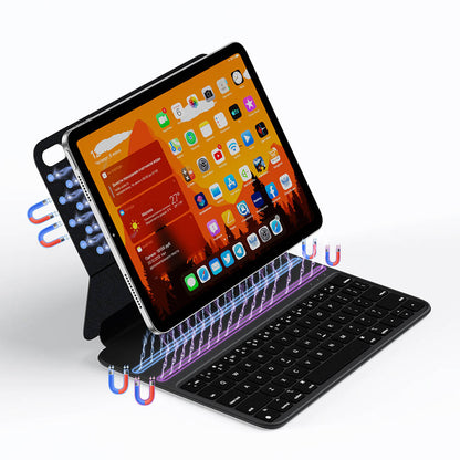 Apple iPad Air 10.9 2020 (4.Nesil) Wiwu F16 Klavyeli Standlı Magnetik Kılıf Siyah