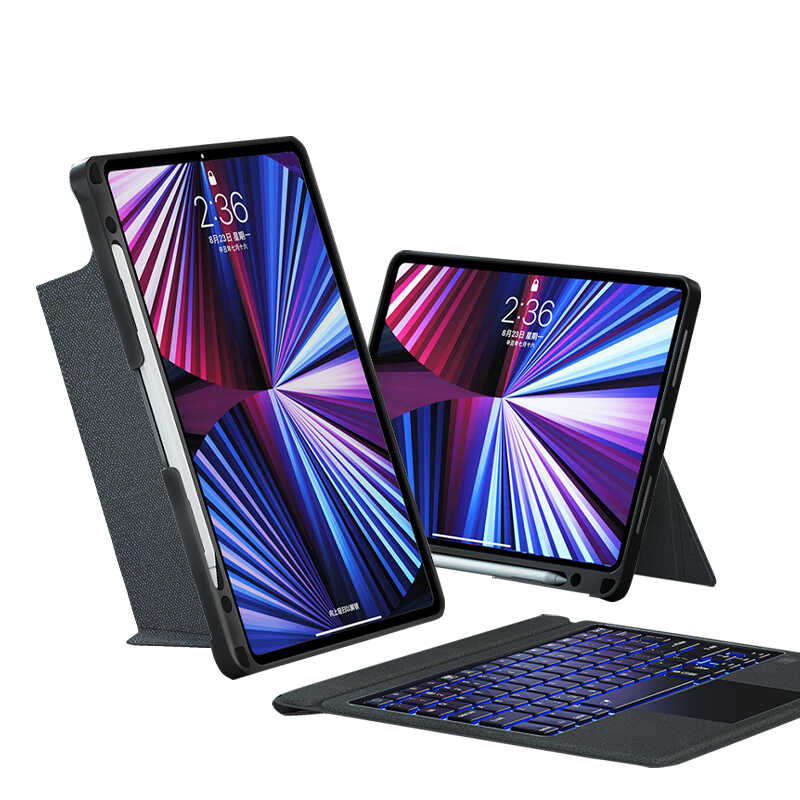Apple iPad Air 10.9 2020 (4.Nesil) Wiwu Mag Touch Klavyeli Standlı Kılıf Siyah