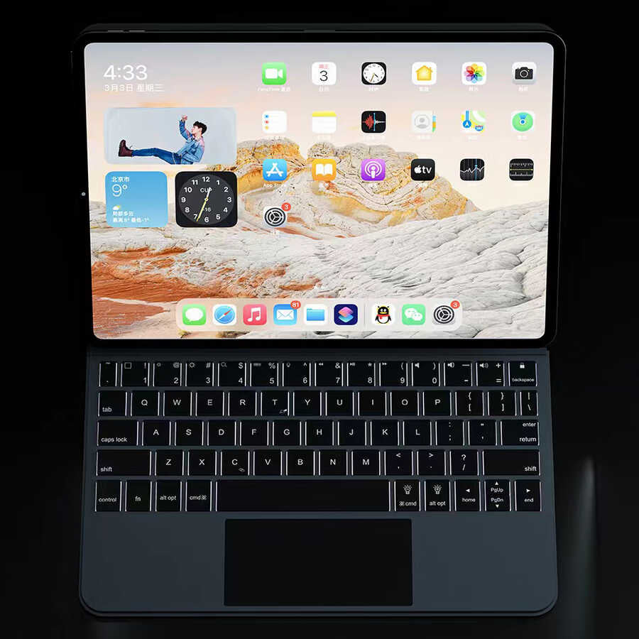 Apple iPad Air 10.9 2020 (4.Nesil) Wiwu Magic Keyboard Siyah