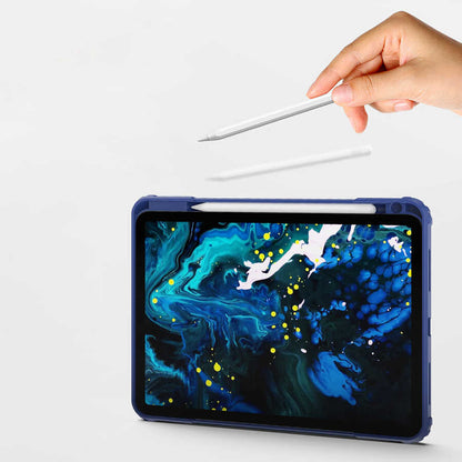 Apple iPad Air 10.9 2020 (4.Nesil) Wiwu Mecha Dönebilen Standlı Tablet Kılıfı Mavi