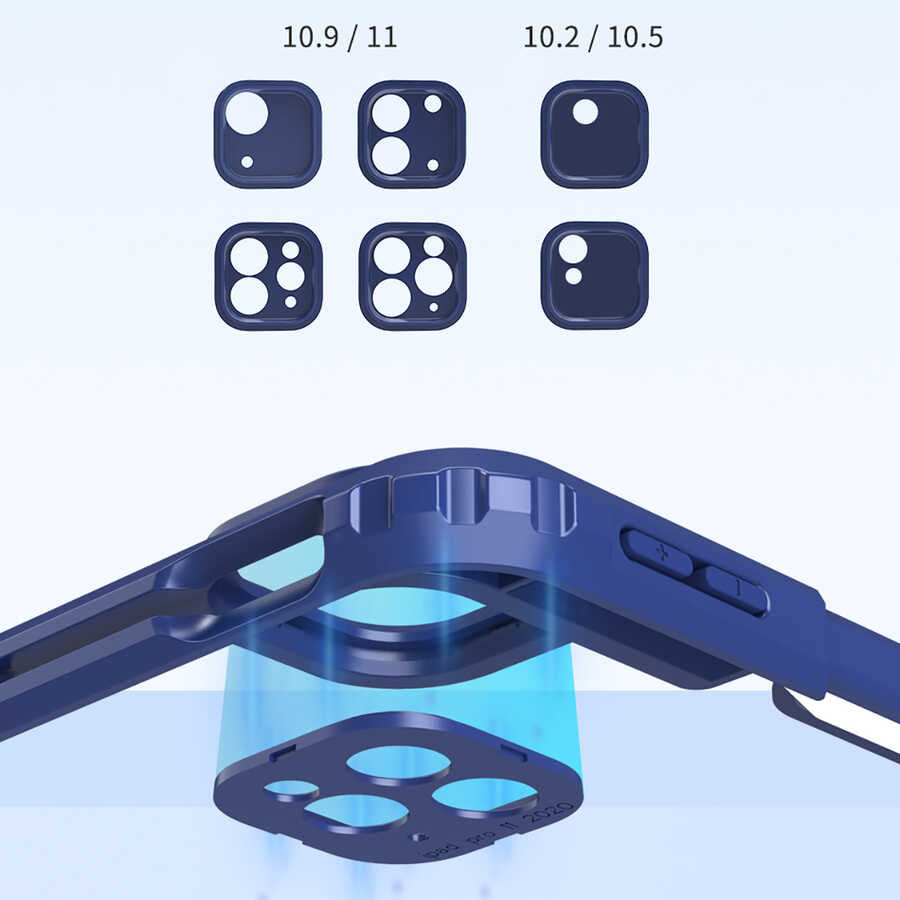 Apple iPad Air 10.9 2020 (4.Nesil) Wiwu Mecha Dönebilen Standlı Tablet Kılıfı Mavi