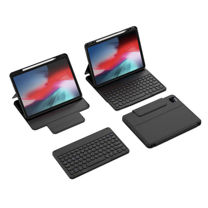 Apple iPad Air 10.9 2020 (4.Nesil) Wiwu Protective Gizli Kalem Bölmeli Klavyeli Kılıf Mavi