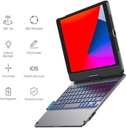 Apple iPad Air 10.9 2020 (4.Nesil) Wiwu Waltz Rotating Keyboard Kablosuz Dönebilen Klavye Siyah