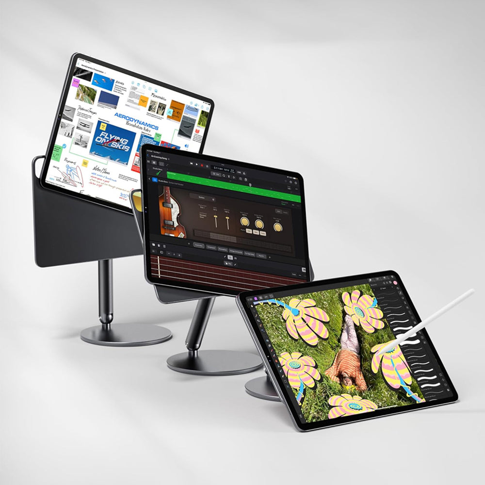 Apple iPad Air 10.9 2020 (4.Nesil) Wiwu ZM-310 360 Derece Dönebilen Magnetik Başlıklı Tablet Standı Gri