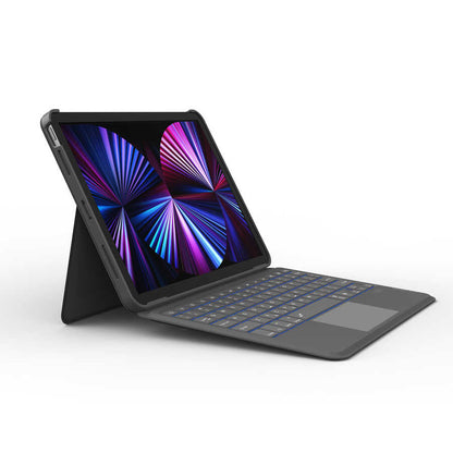 Apple iPad Air 10.9 2022 (5.Nesil) Wiwu Combo Led Işıklı Magnetik Standlı Klavyeli Kılıf Gri
