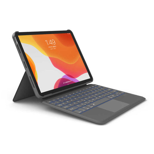 Apple iPad Air 10.9 2022 (5.Nesil) Wiwu Combo Led Işıklı Magnetik Standlı Klavyeli Kılıf Gri